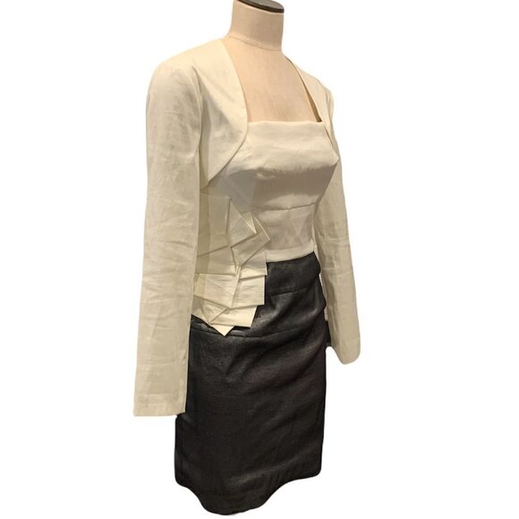 Jessica McClintock Formal Cocktail Party Strapless Dress & Jacket Gray 206A - Picture 1 of 12